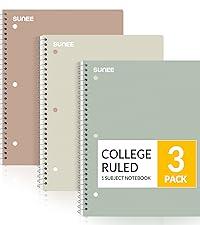 Spiral Notebooks, 3, 1Subject, College Ruled Paper, x 101/2", 70 Sheets per Notebook, Assorted Pastel Colors Spiral Notebooks for School