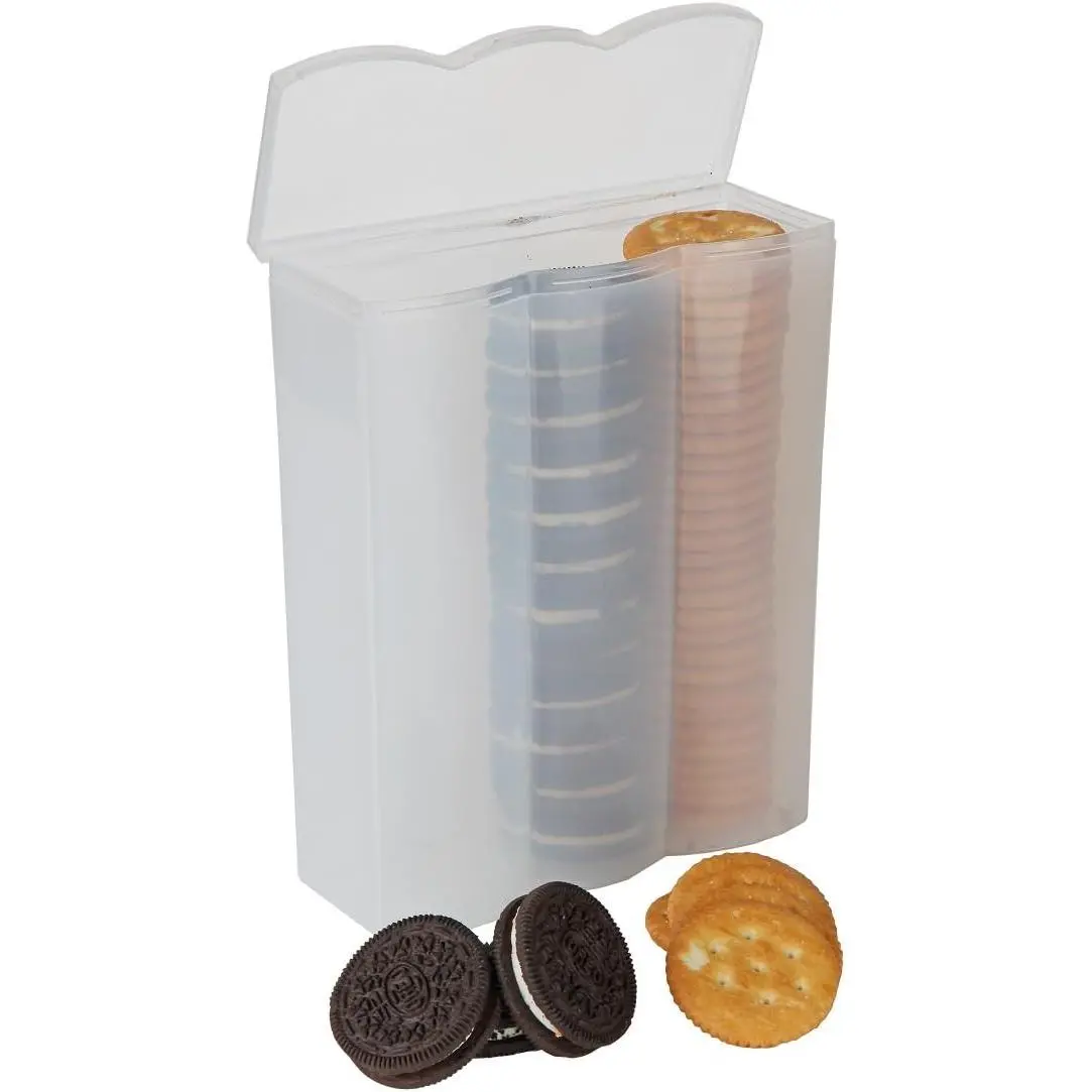 Home-X Kitchen Airtight Cracker & Cookie Keeper with Airtight Lid - Crush-Proof Round/Square Storage Containers, Dishwasher Safe, Travel-Friendly, 3 Rows for Freshness Preservation