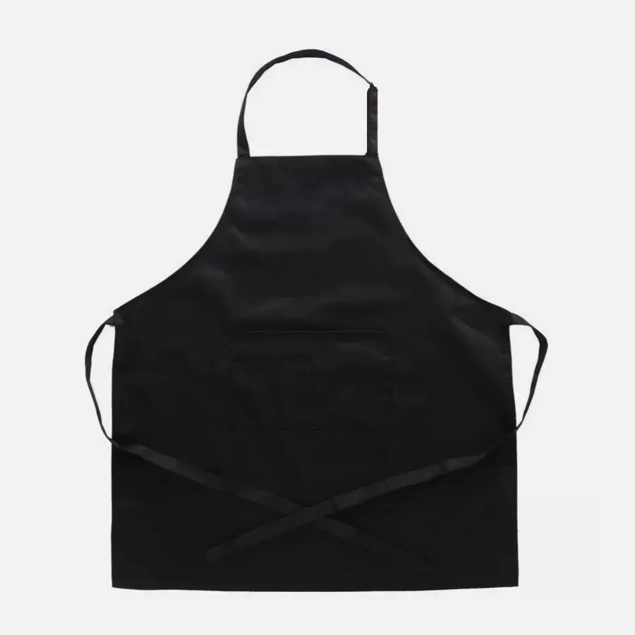 10 Heavy Duty Black Bib Aprons for Chef Waiter Unisex Work Apron for Restaurant Waterproof 210D Polyester 28.3" x 24.4" with 2 Large Utility Pockets