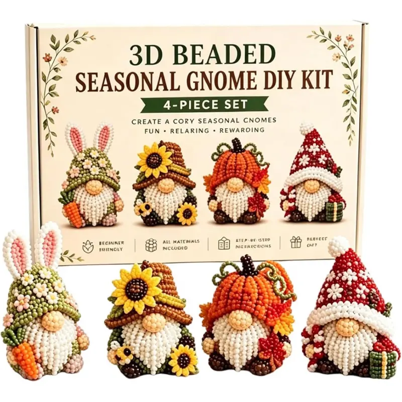 DIY Beaded Animal Kit, 3D Animal Beaded Seasonal Gnome DIY Kit, Suitable For Beginners, Cute Beading Beaded Art Crafts, Relaxing, Suitable For Beginners And Craft Enthusiasts