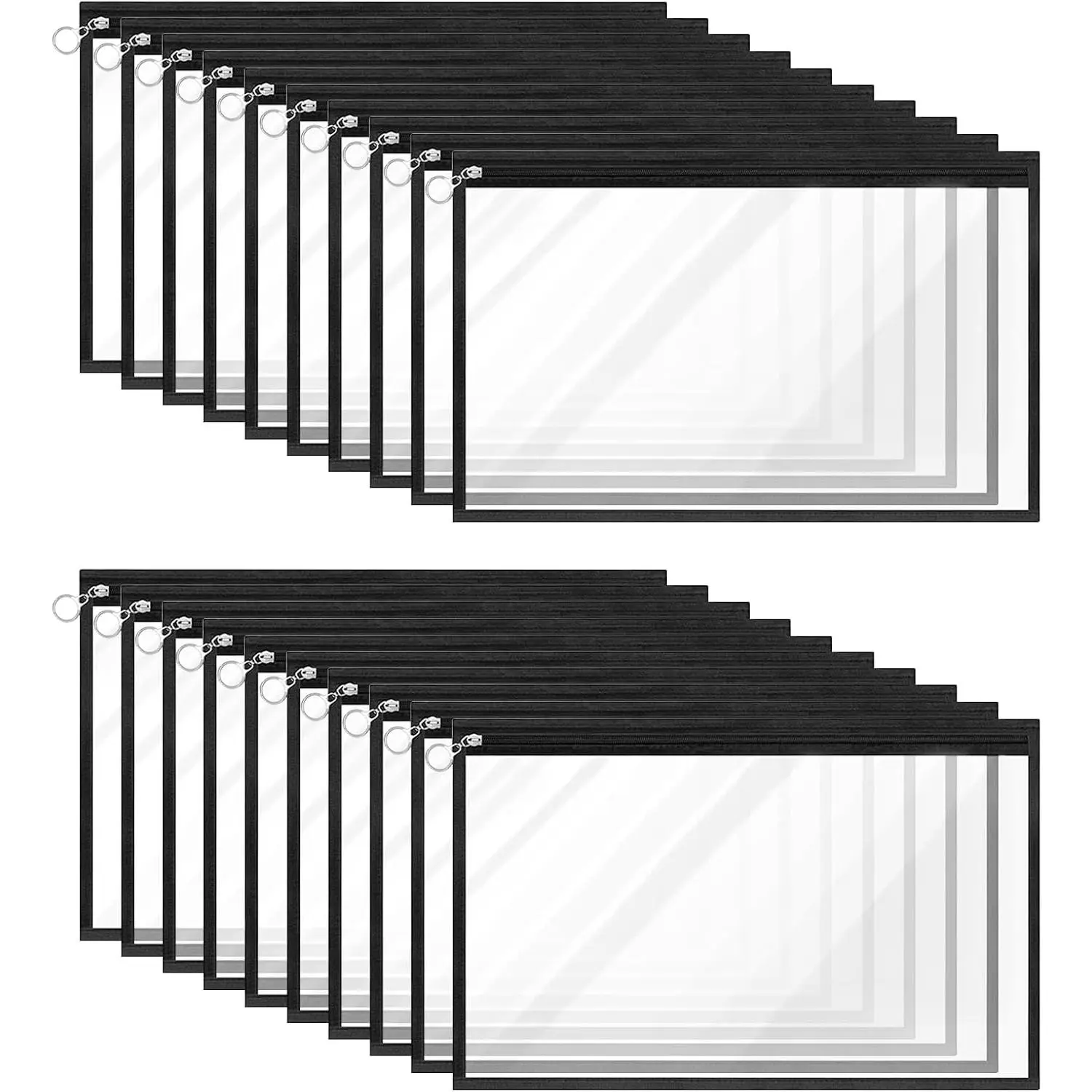 Clear Zipper Pouches 20 count PVC  Envelopes Zipper Bags | 11.5x7 Inch, Document File Organizers Bag Bulk, For Travel Office  Organize, Multipurpose Makeup Pouch, Folder Storage