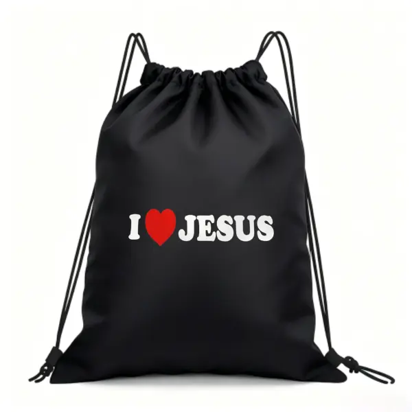 I Love Jesus Gym Bag - Christian Slogan Drawstring Backpack, Vintage Faith Based Red Heart Waterproof Sackpack, Inspirational Sport Gift for Believers backtoschoolshopping