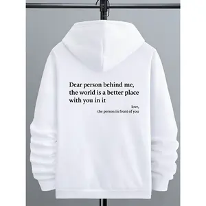 Men's Letter Print Pocket Drawstring Graphic Hoodie, Casual Soft Drop Shoulder Long Sleeves Hooded Sweatshirt Pullover Tops, Lazy School Streetwear Outfit, Going out Outfits, Spring Fall Menswear