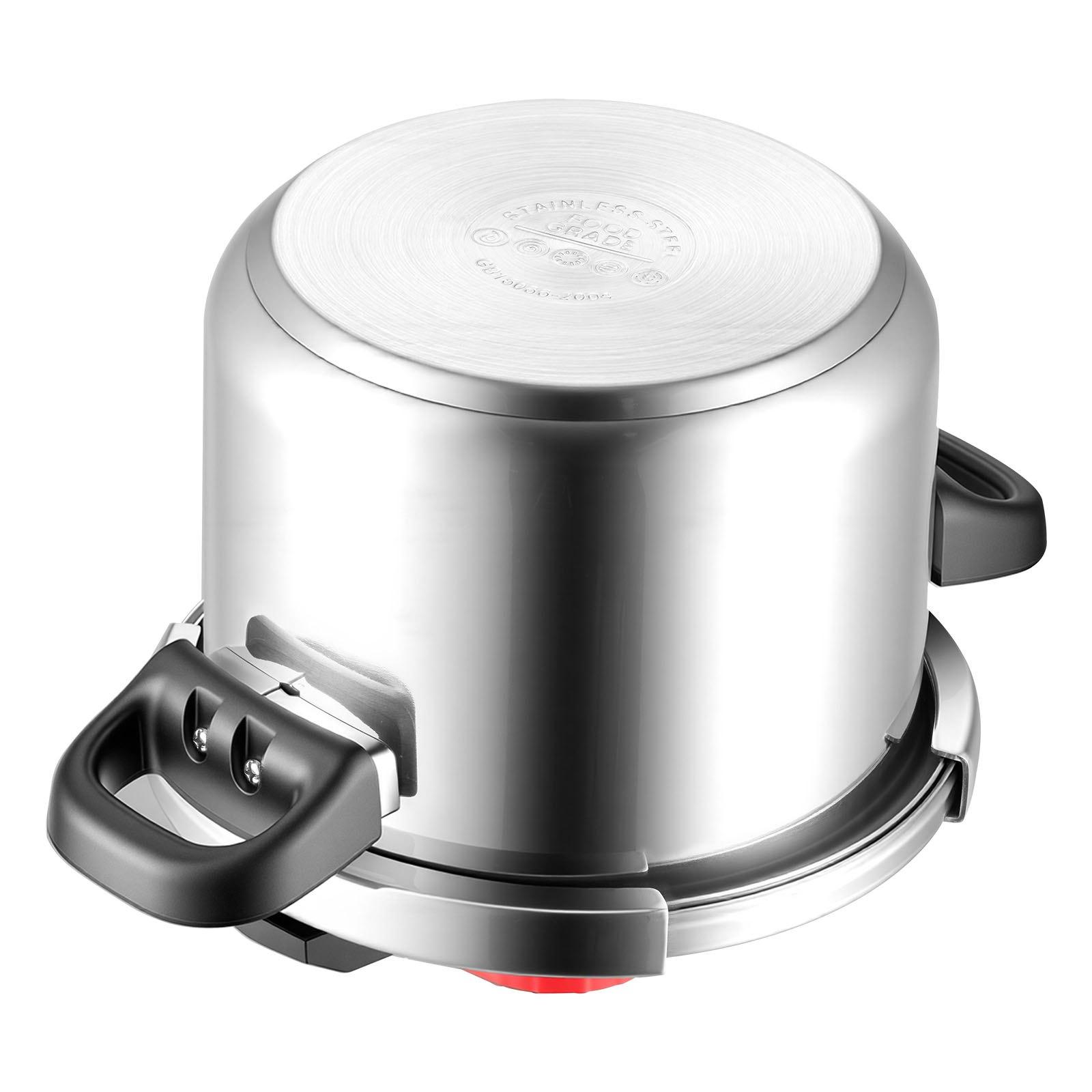 VEVOR Pressure Cooker, 6.3Qt Pressure Cooker Stainless Steel, Pressures Canner with Steaming Rack, Tempered Glass Lid, Three Pressures Settings for Meat, Beans, Rice, Soup, Sauces, Cook up to 100 kPa VEVOR Pressure Cooker, 6.3Qt Pressure Cooker Stainless Steel, Pressures Canner with Steaming Rack, Tempered Glass Lid, Three Pressures Settings for Meat, Beans, Rice, Soup, Sauces, Cook up to 100 kPa