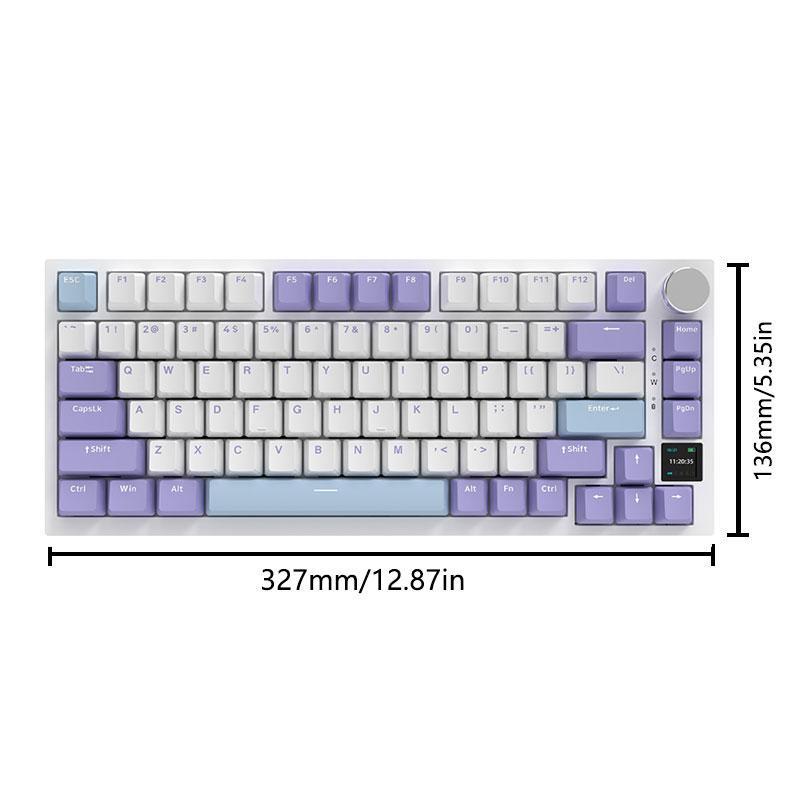 Ajazz AK820 Pro 75% Mechanical Keyboard, Gasket-Mounted Gaming Keyboard with TFT Smart Display&Knob, BT 5.1/2.4G Wireless/Type-C Wired Custom Keyboard