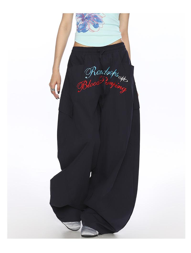 Women's American Vintage Lightweight Quick-Dry Cargo Parachute Pants - 2026 Summer New Loose Fit Slimming Wide-Leg Casual Trousers