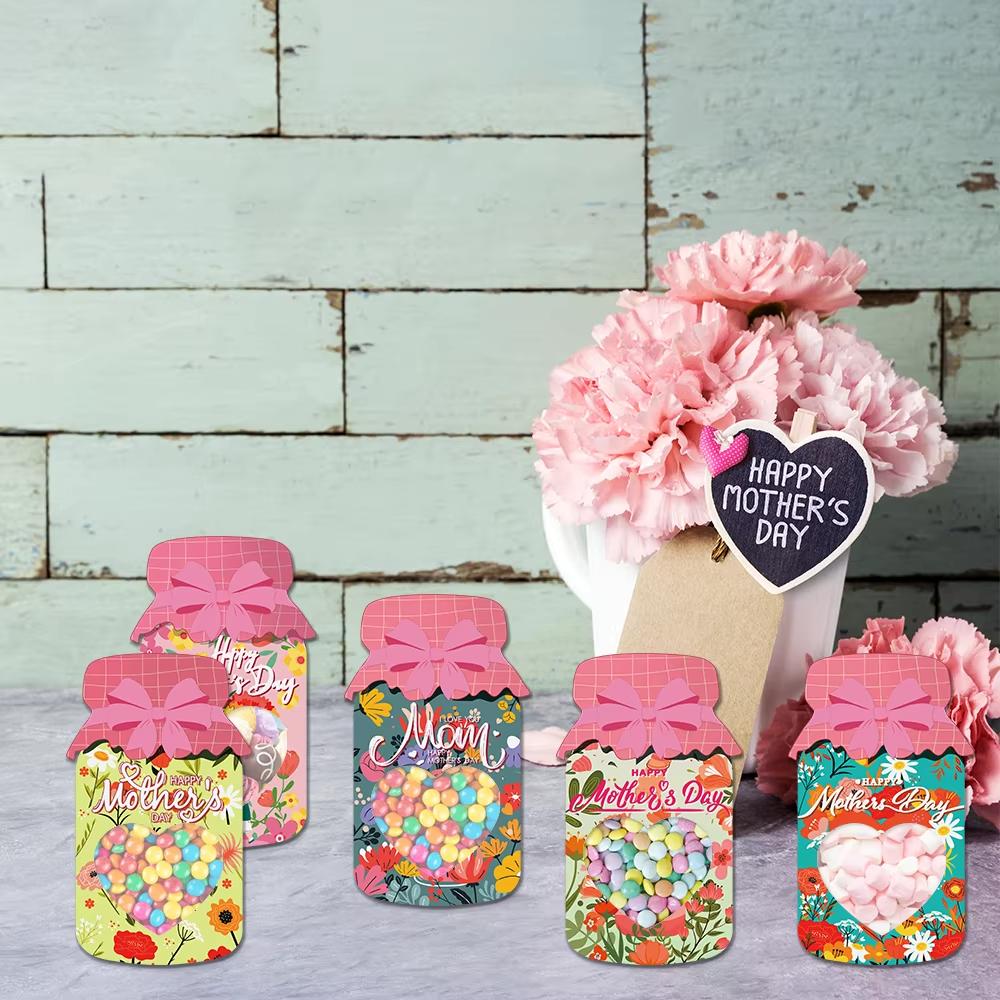 9/18pcs Happy Mother's Day candy Cookie Bag Party Favor Drift Bottle shape DIY Packaging bag for the Best Mom Party Decoration