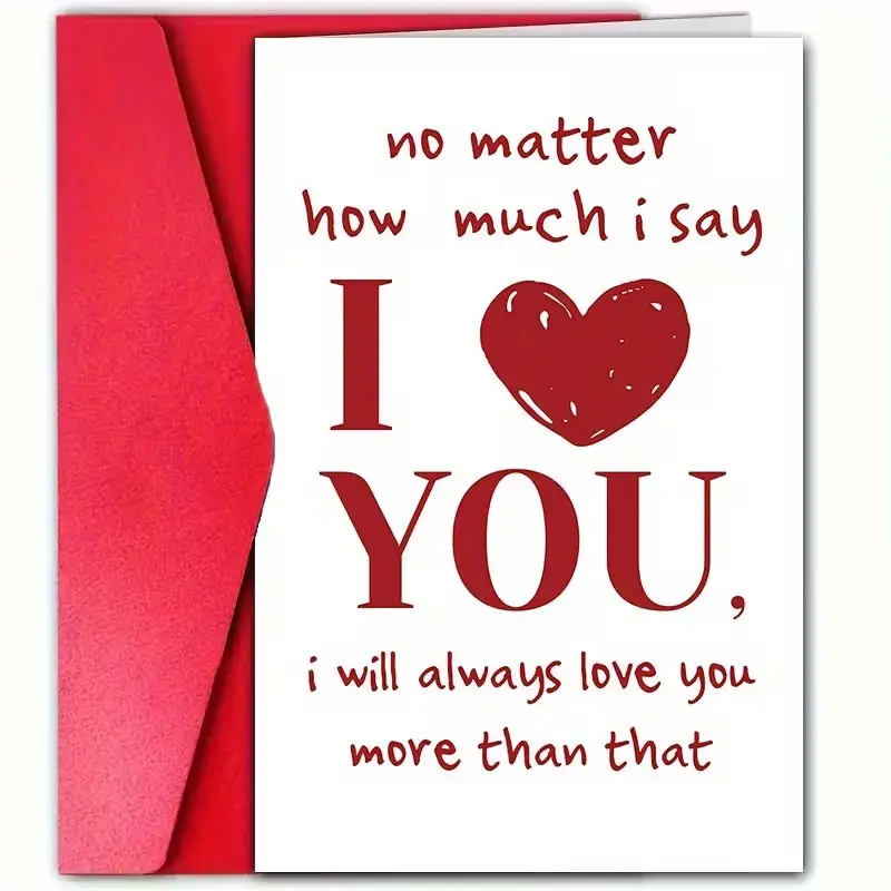 1 SET of Romantic Heart-Shaped Cards with Envelopes—Perfect for husbands, wives, boyfriends, girlfriends, birthdays, anniversaries, or just because I miss you—in red and pink designs. Christmas gift.