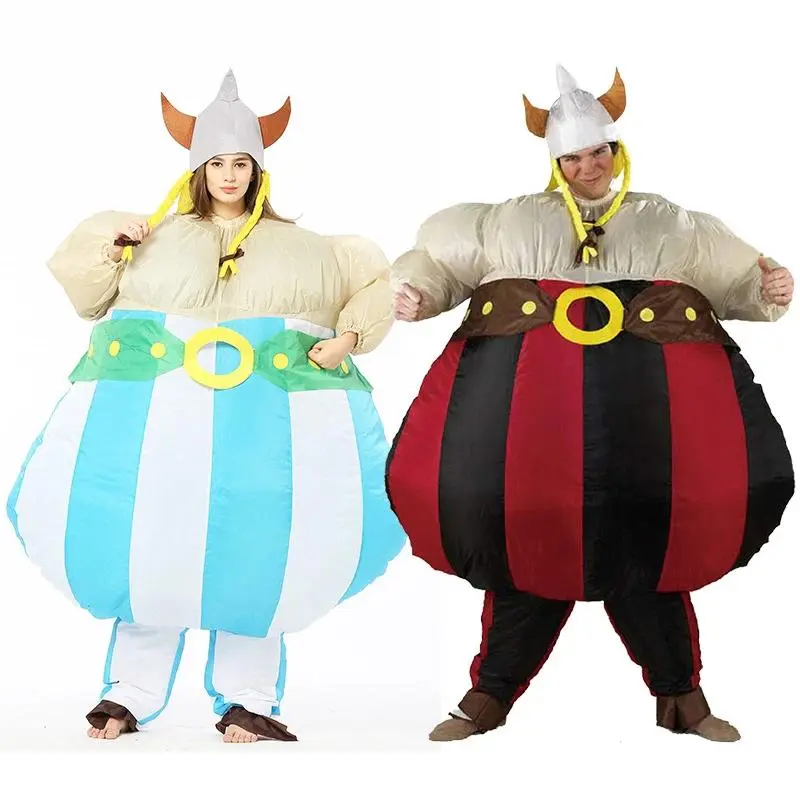 Funny Inflatable Viking Costume for Adults – Blow Up Pirate Suit Halloween Cosplay Party Jumpsuit Unisex