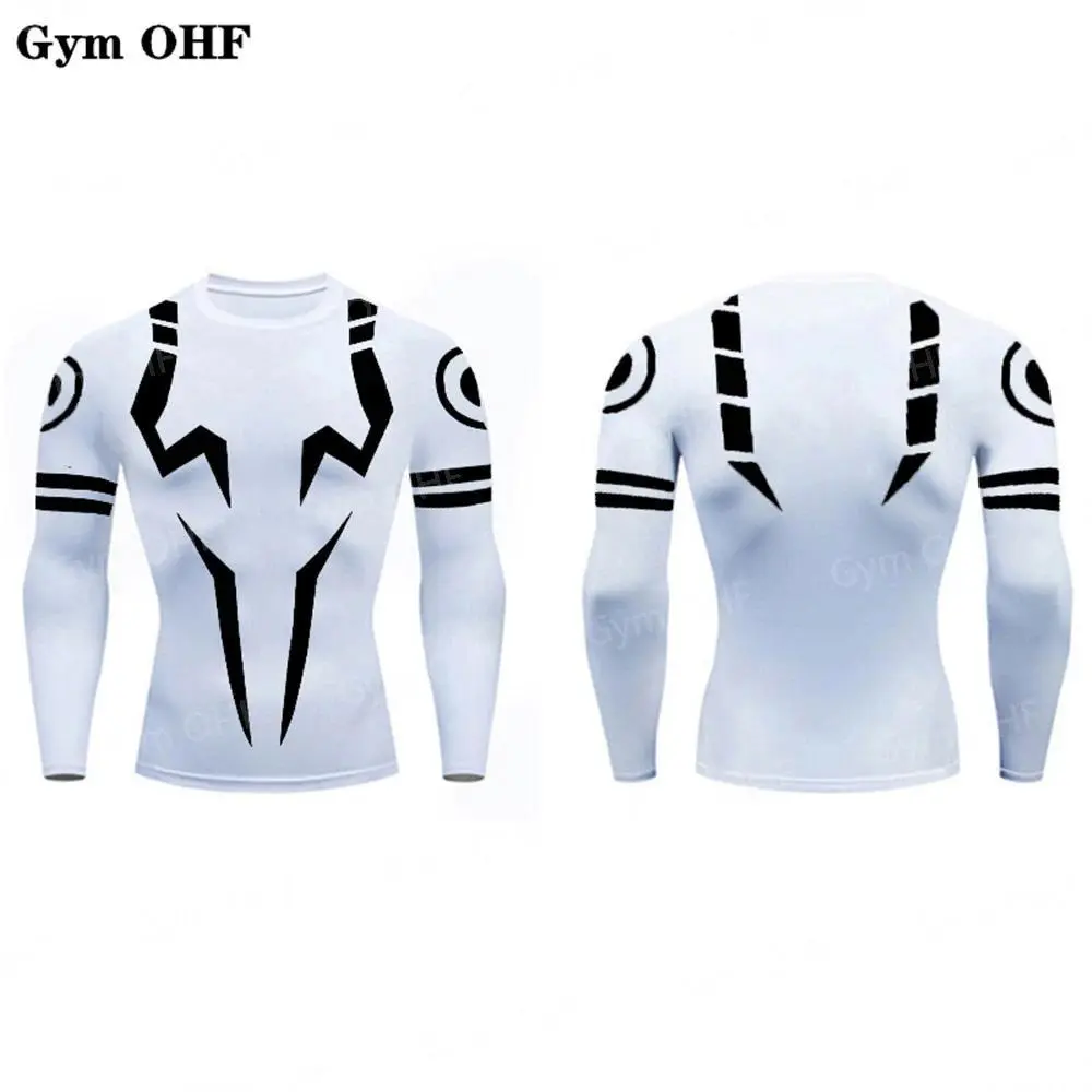 Anime Compression Sports Set for Men, 2-Piece Polyester Jujutsu Kaisen Rashguard T-Shirt & 2-in-1 Shorts for Gym, Rash Guard, T-Shirts, Gym Wear, Anime Look, 2Xl, Male Fit, Graphic Print, Gymwear, Rashguard Top, 2-Piece-11