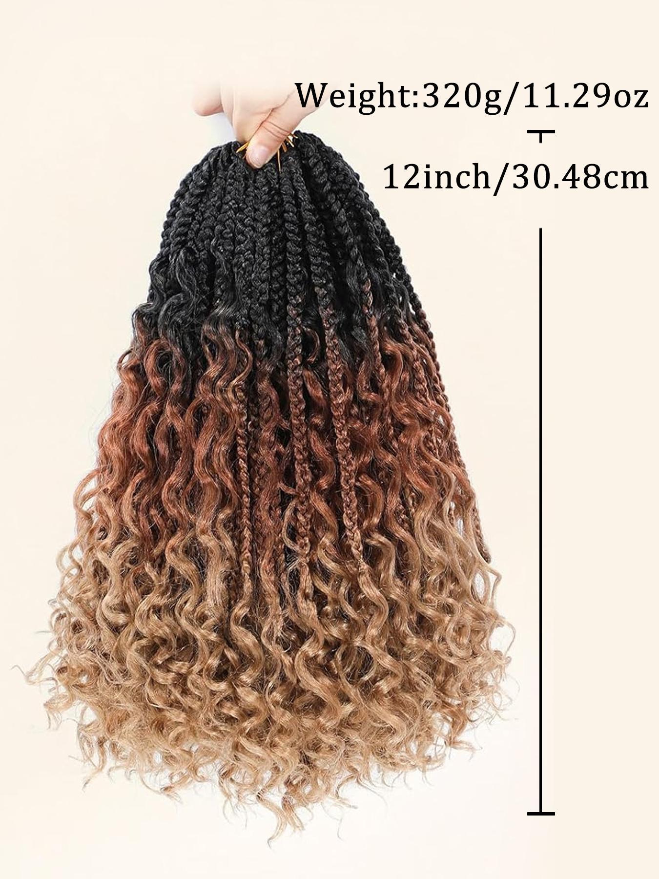12 Inch Short Goddess Box Braids Crochet Wigs for Women, Boho Crochet Box Braids with Curly Ends, Box Braids Crochet Wigs, Synthetic Braided Wig, Bohemian Box Braid, Synthetic Material Wigs