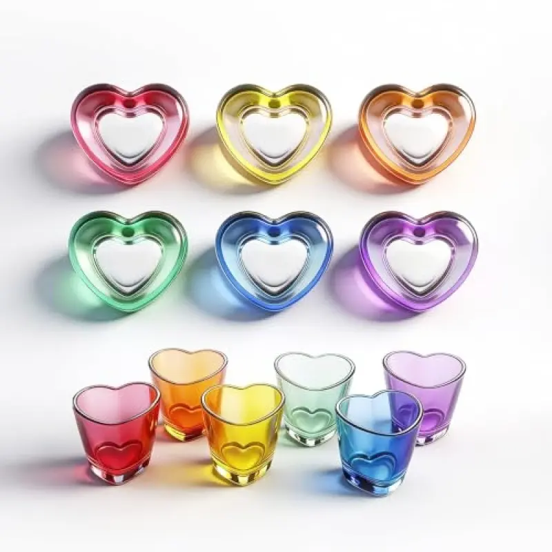 12/24 Pack Colorful Shot Glasses, 1.5 oz Heavy Base Shot Glasses Set, Heart Shaped Shot Glasses Set, Tequila Cups Small Glass, Shot Glasses for Whiskey, Vodka, Spirits & Liquors, Kitchen Drinkware Cups, Drinking Glasses Set, Christmas&Valentines Decor