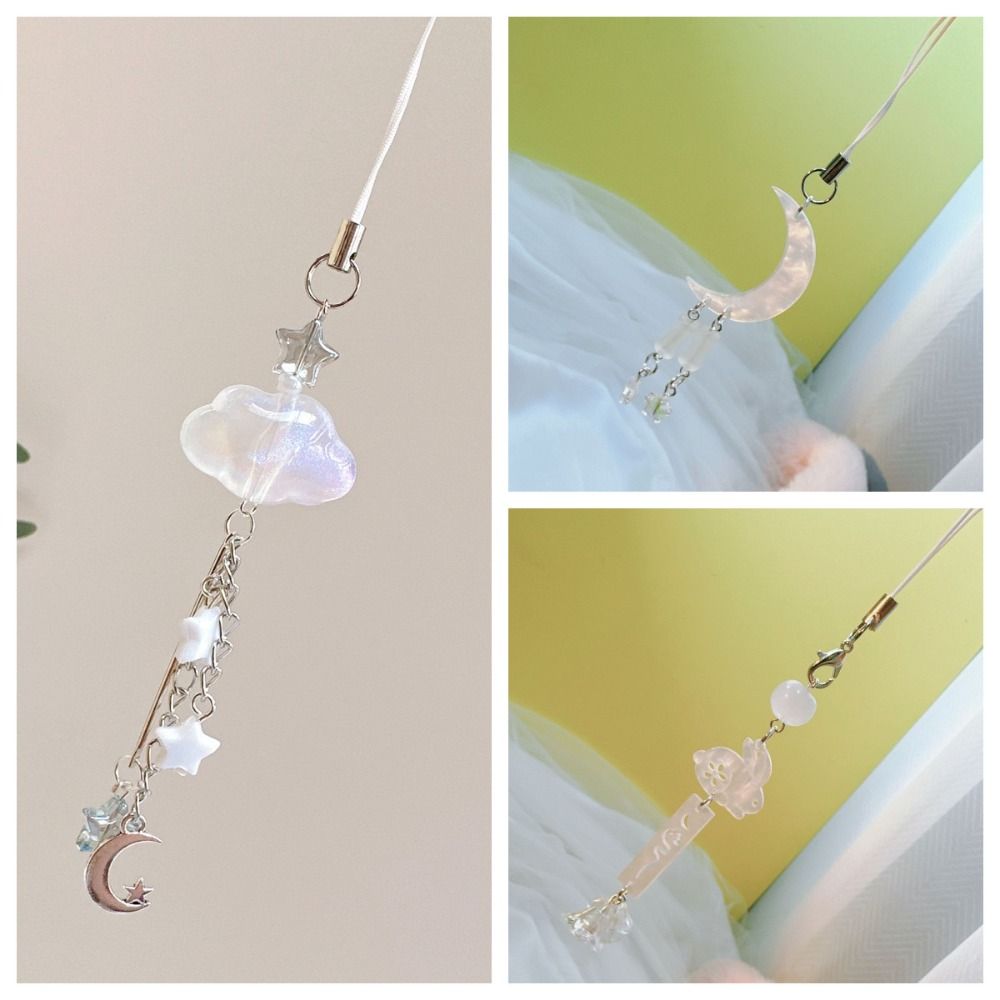 Acrylic Moon Star Phone Charms DIY Handmade Anti-Lost Cloud Phone Chains Chinese Style Ins Mid-Autumn Festival Mobile Strap