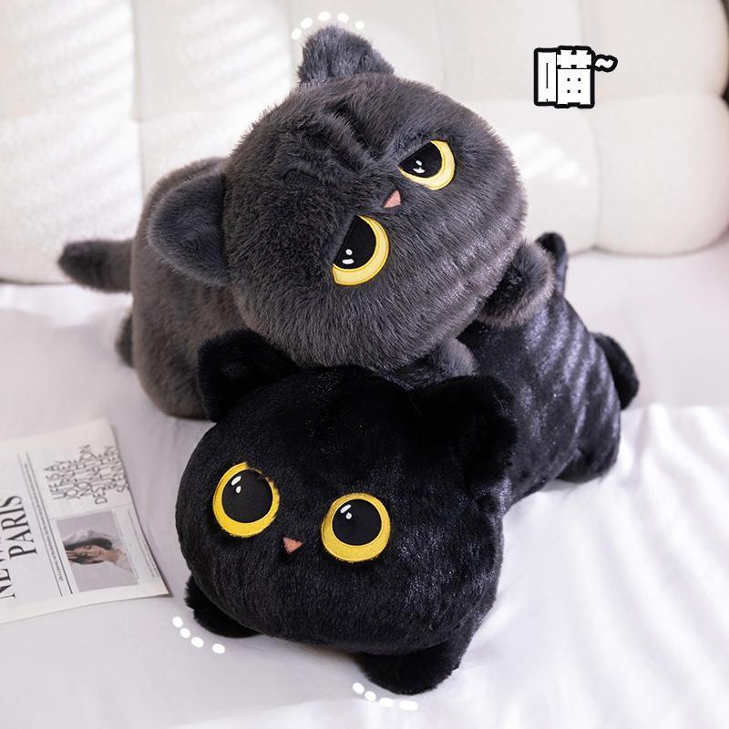 50-90cm Cute Black Cat Plush Toy Doll Kawaii Big Cuddly Pillow Cushion Ins Black Cat Plush Toy Doll For Boy Girl Brithday Gifts