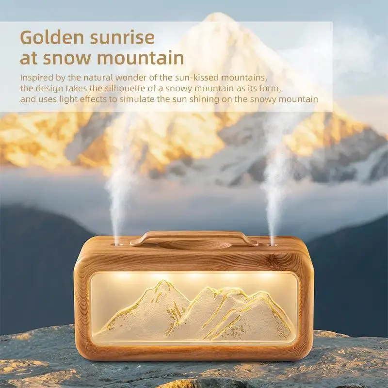 Snow Mountain Desktop Humidifier - Large Mist, Big Capacity, Dual Spray, Aroma Night Light, Cooling Mist, Deep Sleep, Fragrance Diffuser for Home Bedroom, Cooling Mist Aromatherapy Machine, Deep Sleep Aromatherapy Machine