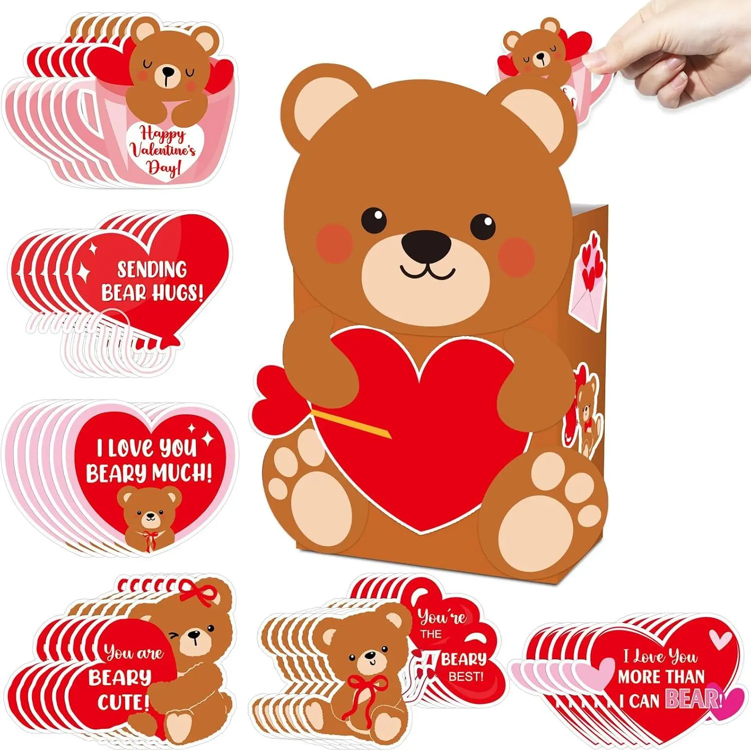 55 count Valentines DIY mailbox Valentines card box craft kit for Valentine's Day  mailbox Valentine's Day card box exchange  mail card crafts for activity decorations