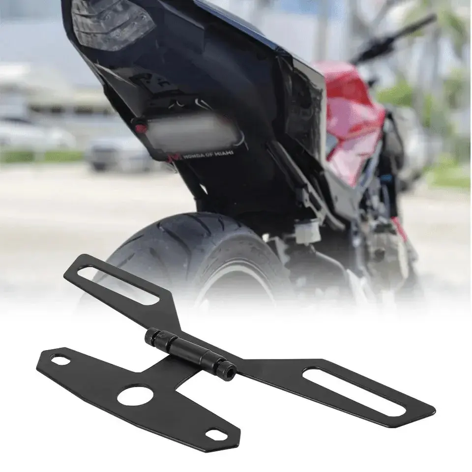 1pc Universal Motorcycle License Plate Holder Foldable License Plate Frame Taillight Holder Suitable For Honda Yamaha Kawasaki Suzuki Motorcycle Fixture Accessories