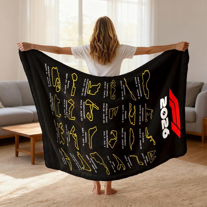 [tiktok Trend] Mark Every Lap of 2026 F1 Season, Sleek Blanket Featuring Iconic Circuits & Race Dates, Ideal for Motorsport Fans