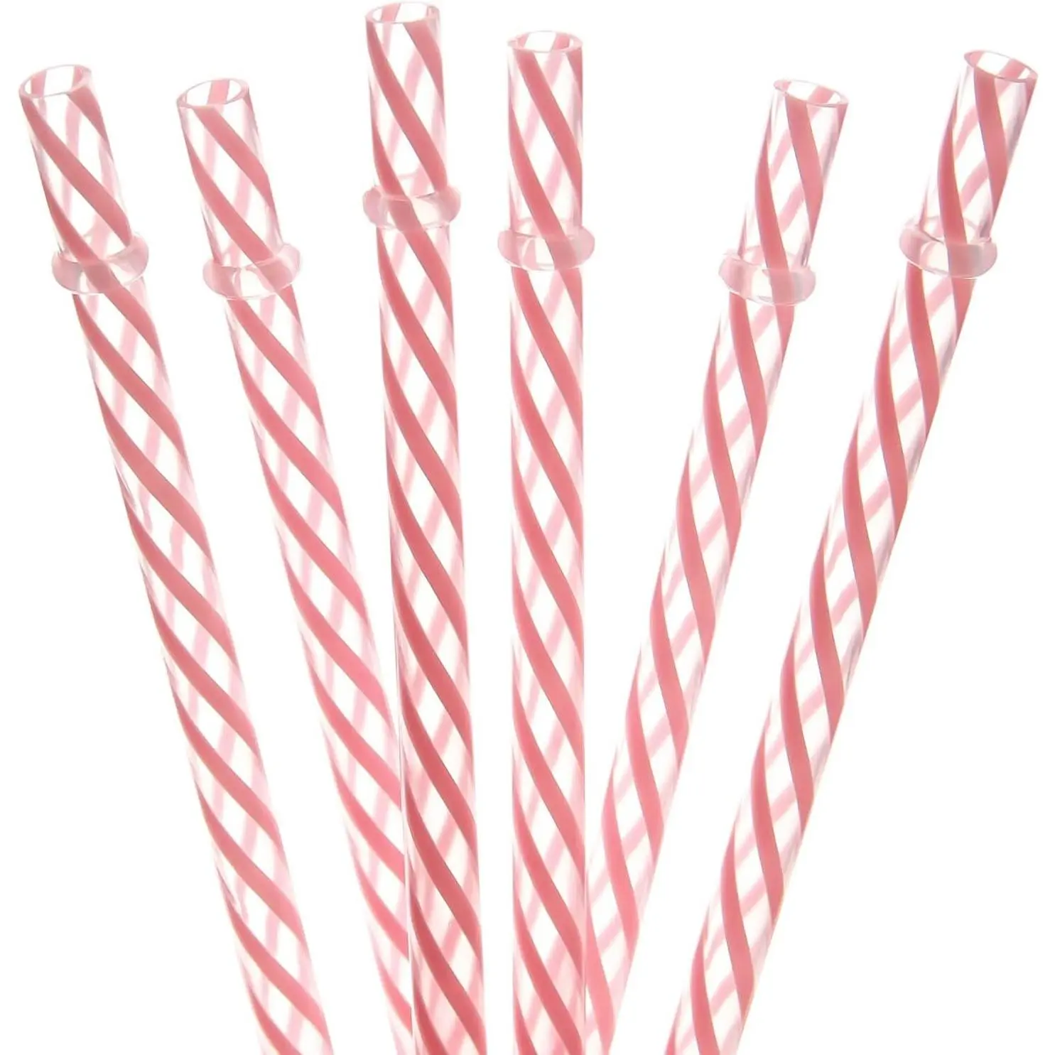 12 count 9 Inch  Plastic Thick Drinking Straws  Mason Jar Straws transparent small Stripe 6 Colors (9inch )