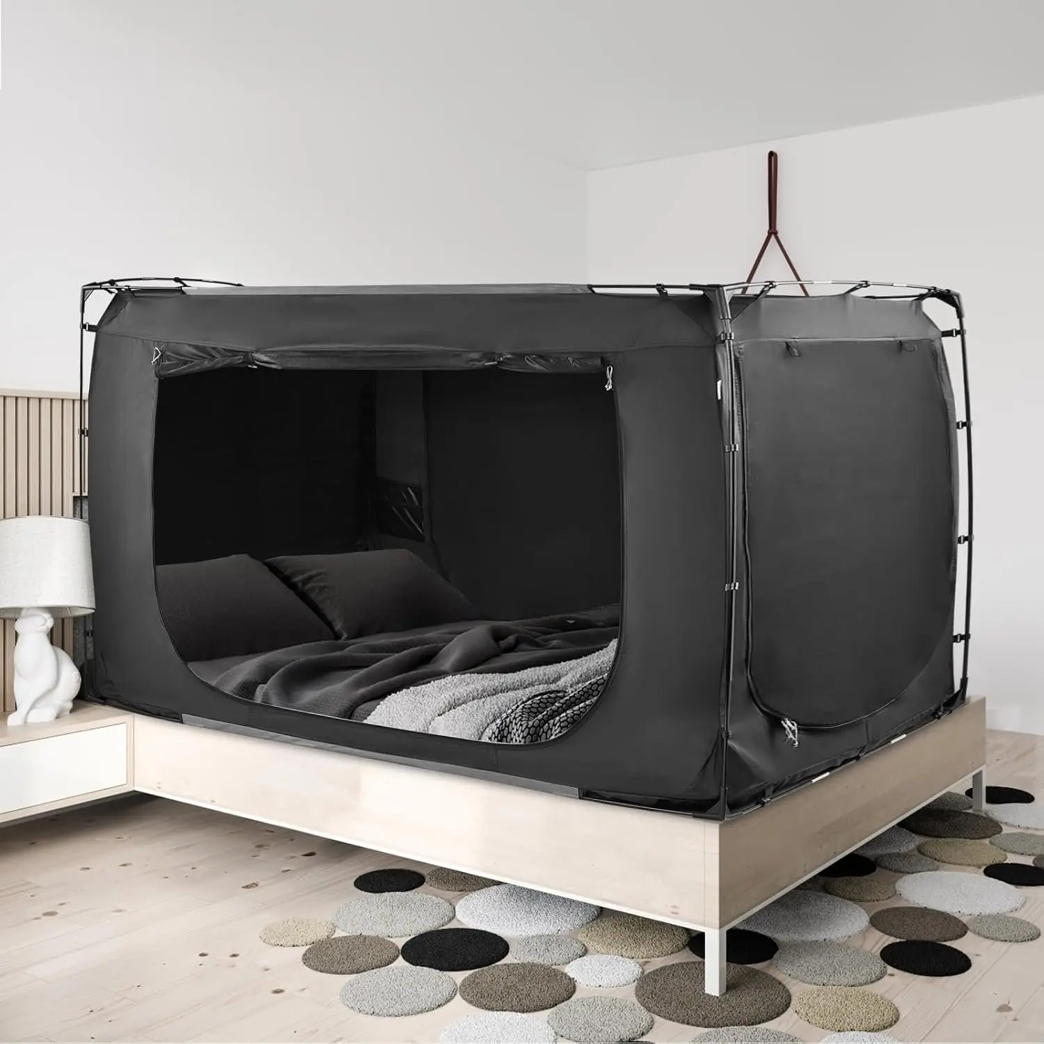 Bed Tent Canopy for  Adults, Indoor  Blackout Sleep Tent |  Bed Tent with Three Doors, Breathable Blackout Indoor  Canopy Safety Sleep Tent for