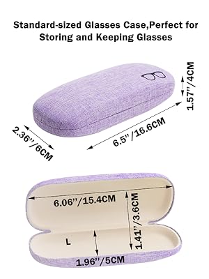 Keep your glasses safe & stylish with this 4‑sets portable linen hard shell eyeglasses case!Each set comes with a protective hard box, soft drawstring pouch and microfiber cleaning cloth, perfect for storing sunglasses, reading glasses