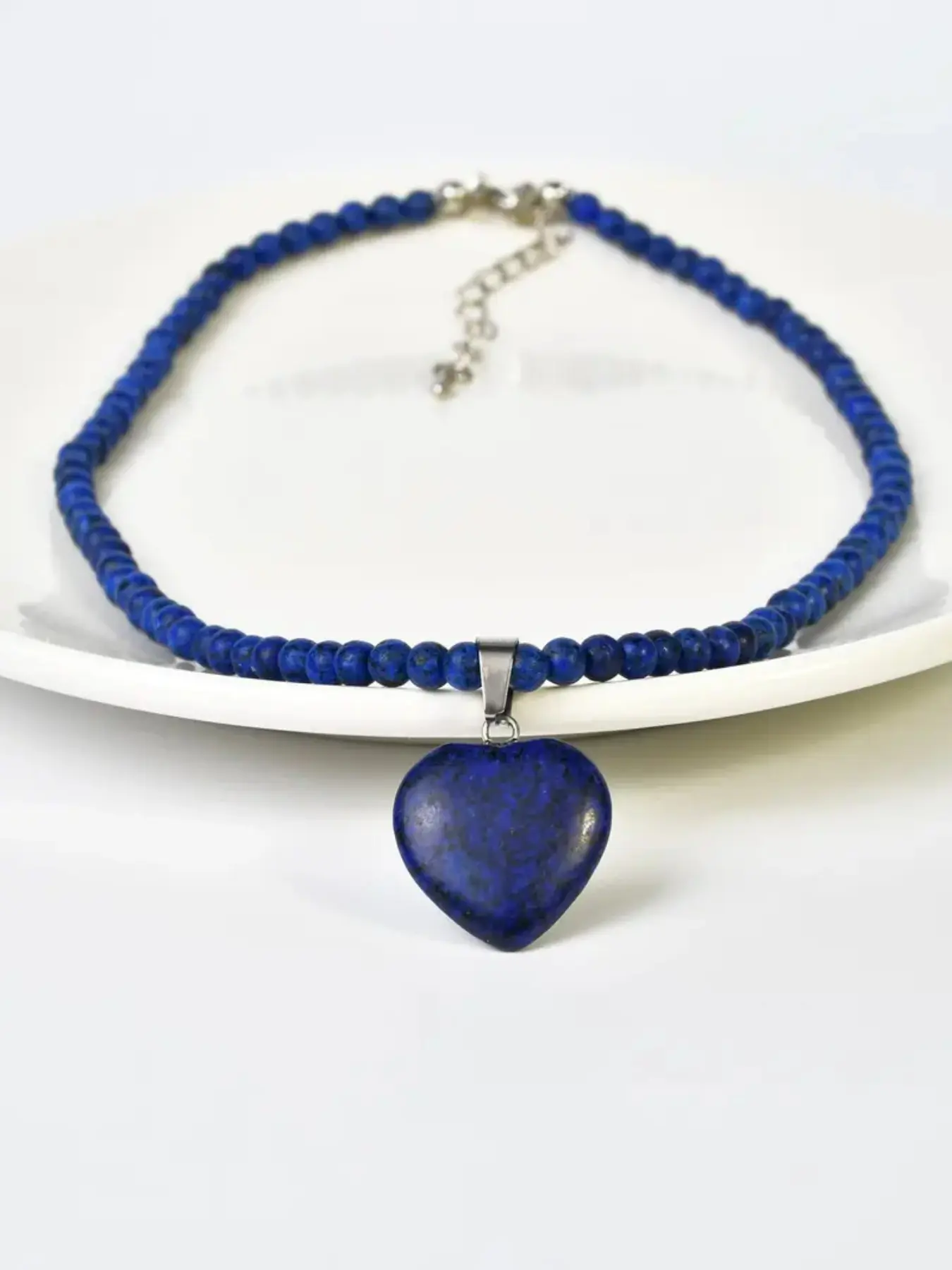 Vintage Heart Stone Beaded Pendant Necklace for Women, Boho Blue Beaded Necklace, Trendy Heart Charm Jewelry for Daily Wear, Party, Birthday & Mother’s Day Gift