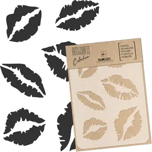 Painting Stencil for Crafts A5 5.9” x 8.3”, Lips Mouth Design Pattern, Reusable Plastic DIY & Scrapbooking Drawing Template, Decoupage Art Home Decor, Wall Wood Fabric Furniture