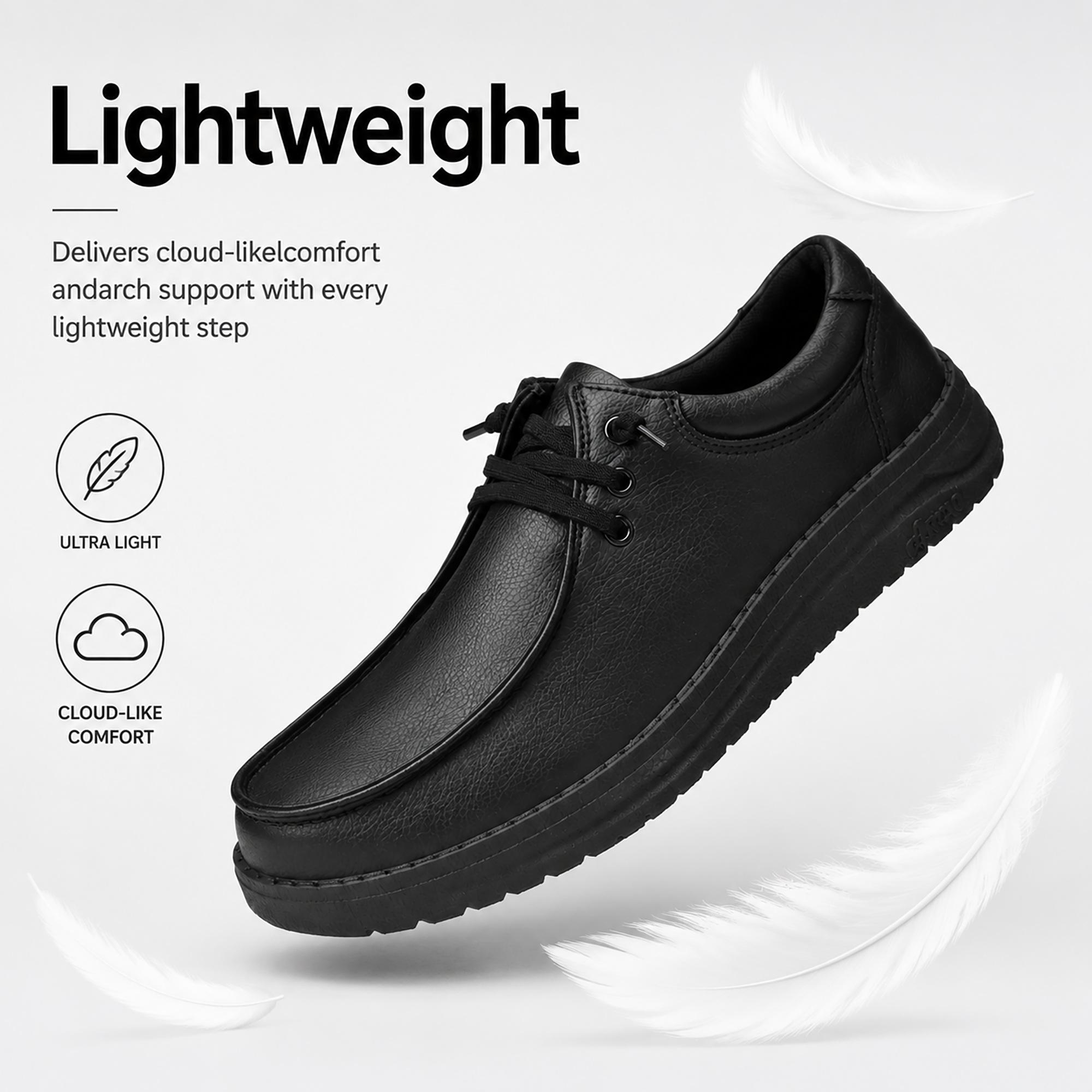 Unisex Closed Lace Leather Work Footwear - Soft, Cushioned, Slip-Resistant, Oil-Resistant Kitchen Walking Shoes for Chefs, Ideal for Long Shifts, Casual, Chefs/Servers, All Season