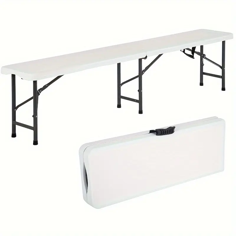 6FT Portable Folding Bench for Outdoor Use, Camping Bench for Plastic Picnic Bench Office Chair for Parties Wedding Camping Office with Carrying Handle (Without Table)