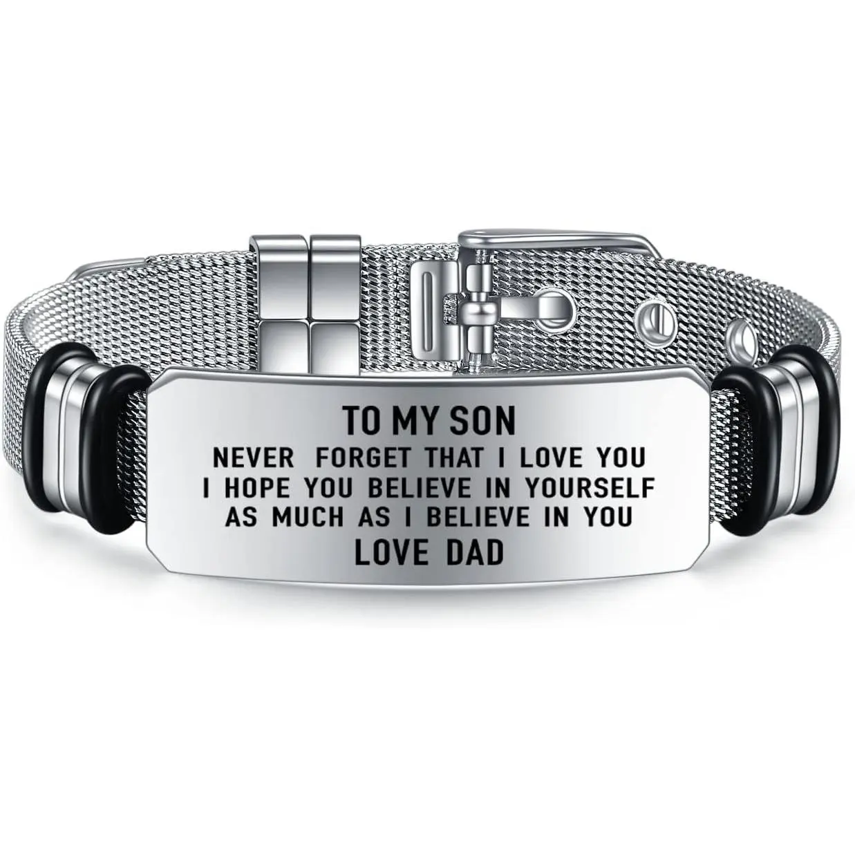 To My Son Bracelets Inspirational Bracelet Engraved Personalized Gifts to Son from Dad Mom Adjusatable Bracelet