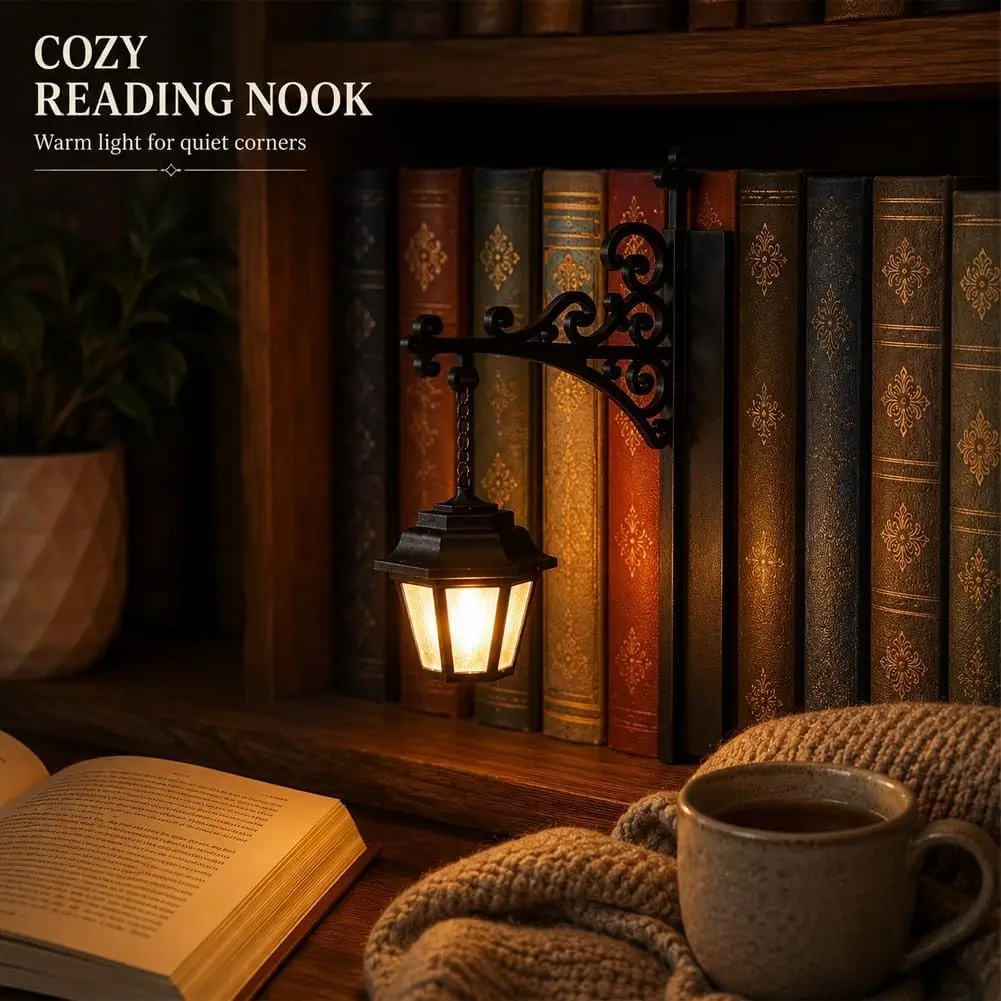 Vintage Magic Reading Lamp and Bookshelf Light, Portable Reading Corner Lighting, Resin Library Lantern Decor, Desk Lamp for Literature Lovers