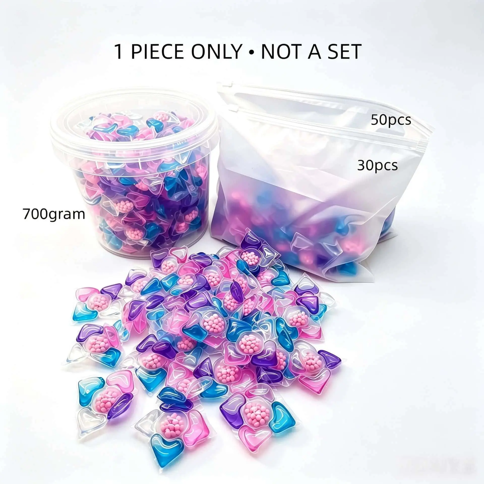 700g Laundry Detergent Pods, 30/50 Count, Five-In-One Washing Gel Balls, Long-Lasting Scent, Gentle Care, Strong Stain Removal, Family & Travel Use, Scented Laundry Detergent