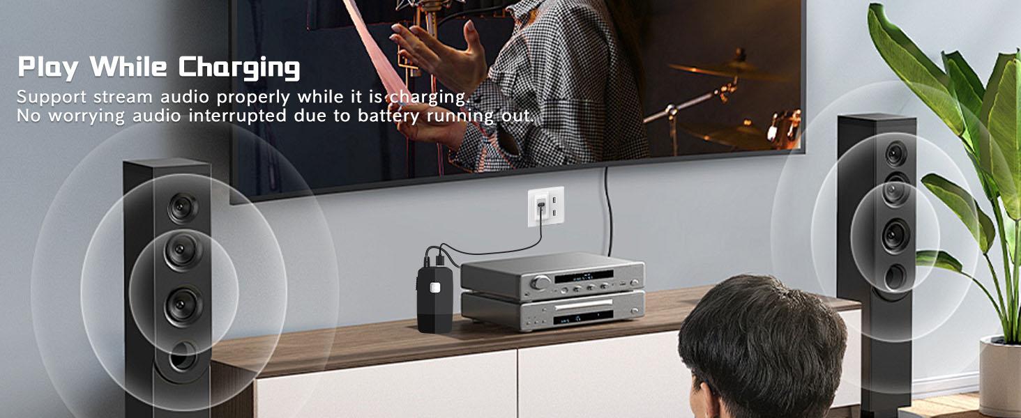 Advanced Bluetooth 5.4 Receiver for Home Stereo, Wireless Audio Adapter for Wired Speaker Car Stereo Music Streaming with 3.5mm RCA Jack, 20 Hours Playtime, Easy to Slide ON/Off, Multi-Point