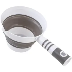 Portable Collapsible Folding Water Ladle Dipper Scoop for Kitchen and Bathroom Grey