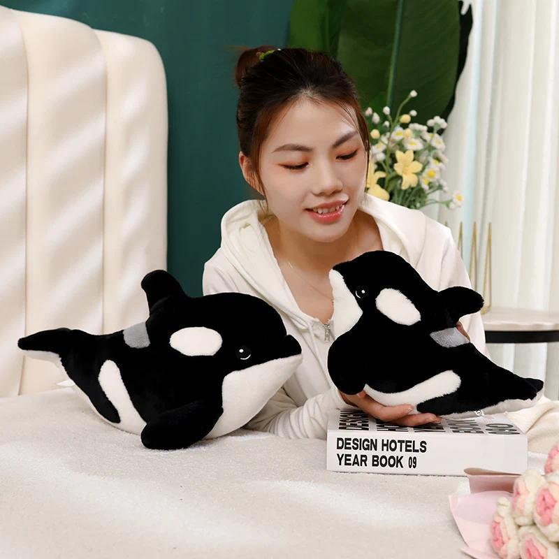 Lifelike Killer Whale Plush Toys Stuffed Orcinus Orca Fish Doll Cute Shark Cartoon Soft Sleep Pillow Kids Girls Baby Gift