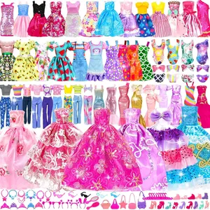 138 Pcs Doll Clothes and Accessories, 5 Wedding Gowns 9 Fashion Dresses 3 Tops 3 Pants 3 Bikini Swimsuits 20 Shoes  11.5 inch Doll Christmas Stocking Stuffers Girls Gift Age 5-7 8-10