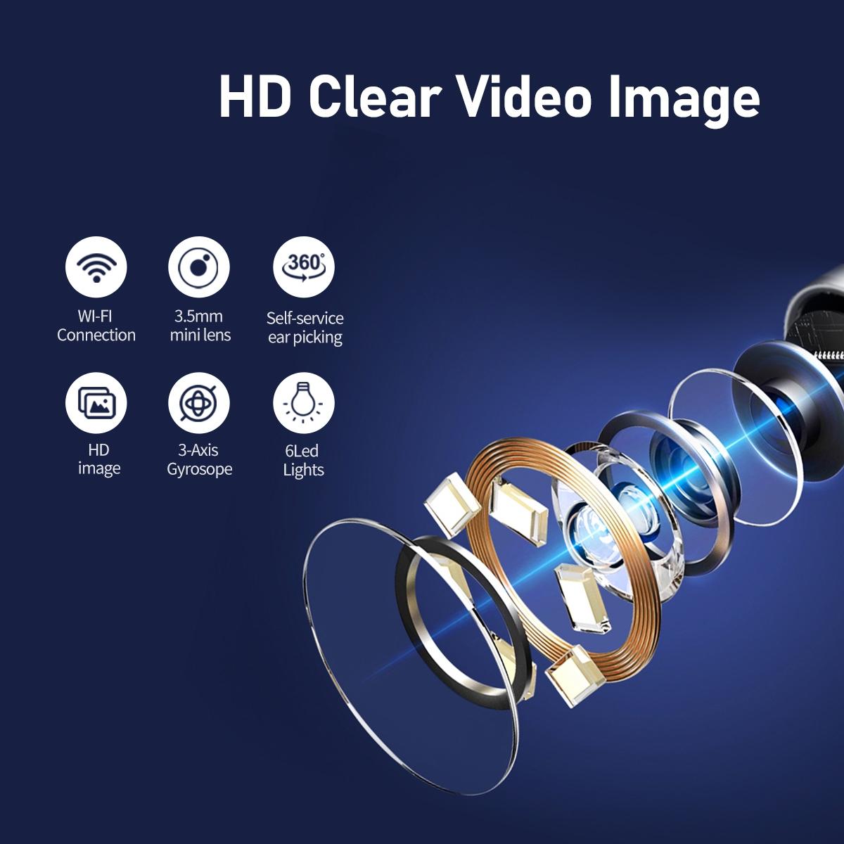 Smart Visual Ear Spoon Cleaner Tool with Built-In Light, Includes 8 Ear Tips, Compatible with Mobile Phones & Tablets