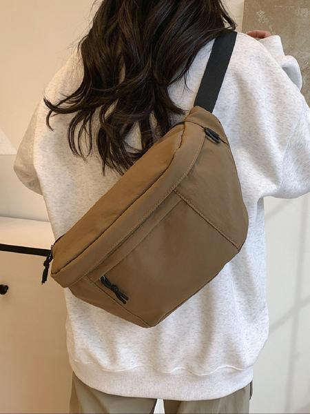 Women's Fashionable Plaid Pattern Zipper Belt Bag, Plain Large Capacity Casual Commuter Versatile Fanny Packs, Simple All-match Bum Bag, Casual Waist Bag