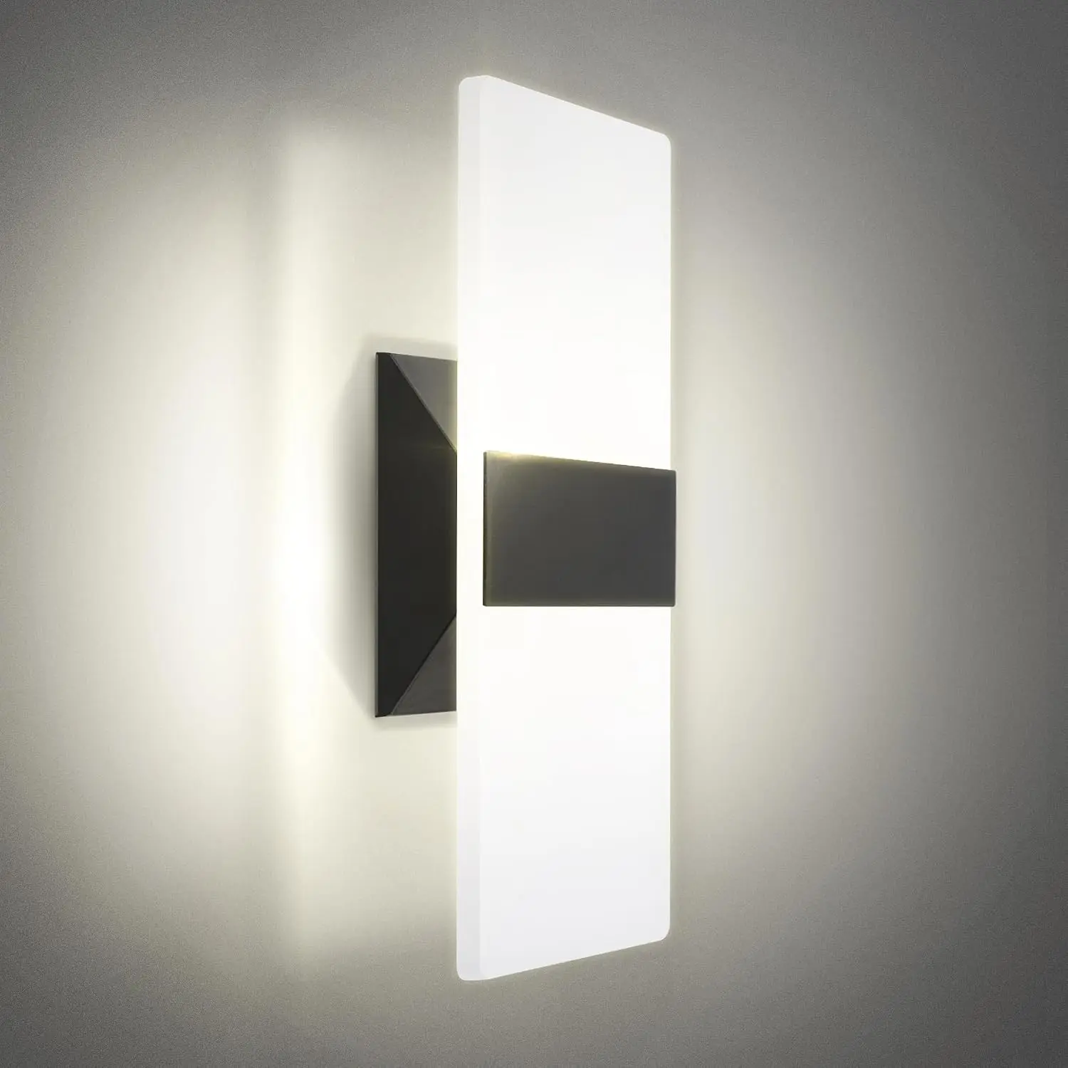 12 Inch Indoor LED Wall Sconce - 12W 2700K-5000K Dimmable Black Wall Sconce Lights for Living Room, Bedroom, Bathroom, Hallway - Modern Wall Sconces Hardwired, UL Interior Light