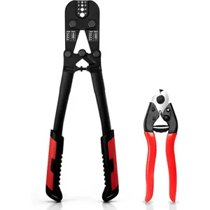 Wire rope crimping tool kit, equipped with cable cutter, copper-aluminum oval ferrule crimping tool, and double ferrule crimper