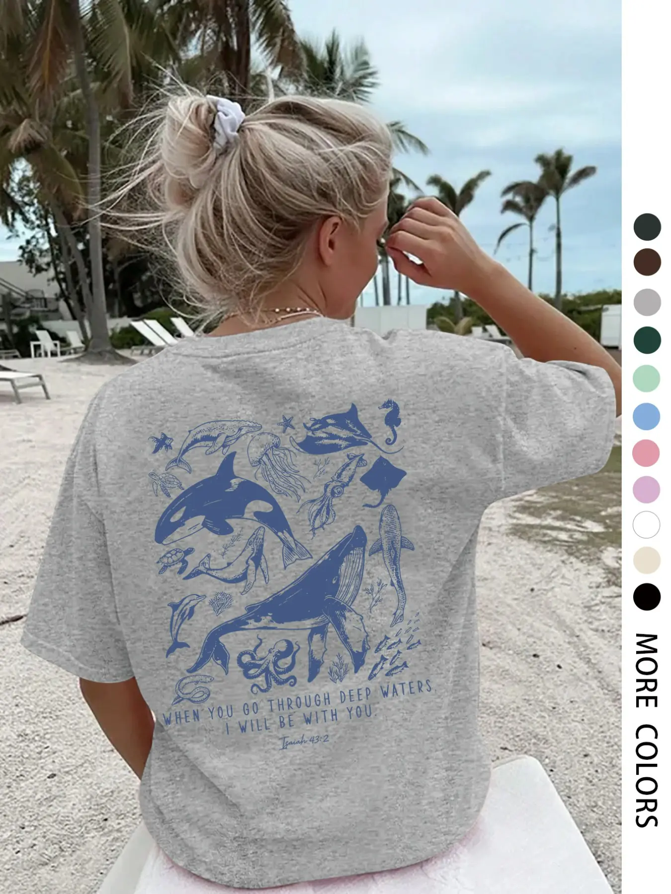 Women's Casual Round Neck Short Sleeve Baggy T-Shirt, Jellyfish Shark Print, Soft Breathable Fabric, Fashion Comfort, Perfect Summer Match