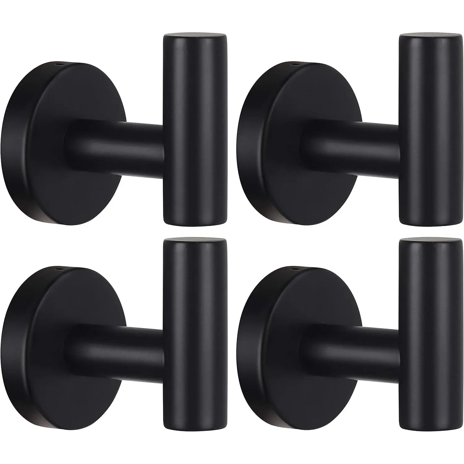 Towel Hooks Bathroom Coat Robe Wall Hook Heavy Duty Door Hanger Towel Robe Clothes Cabinet Closet Sponges Rack for Bathroom Bedroom Kitchen Hotel Pool 4 Packs Black(Drilling Installation)