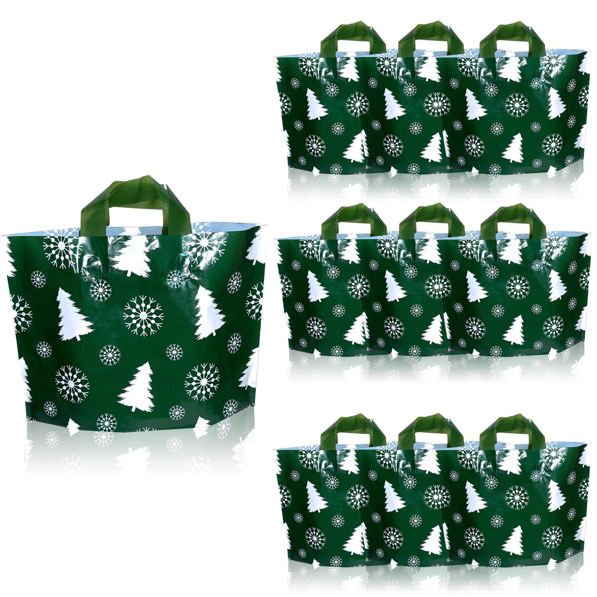 Reusable Christmas Gift Bags Set of 10, Festive Santa Reindeer Snowman Designs, Durable Handles for Holiday Parties & Surprises, Party Gift Bags, Goody Bags, Goodie Bag Stuffers, Party Favors, Party Gift Packs, Party Supplies