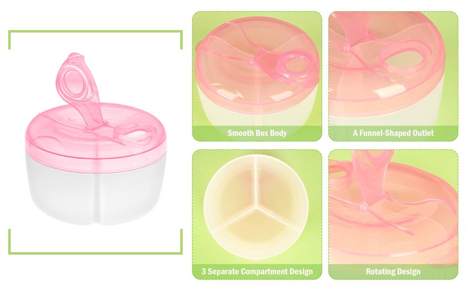 Accmor Baby Formula Dispenser On The Go, Formula Container to Go, Non-Spill Rotating Three-Compartment Formula Dispenser and Snack Storage Container for Infant Toddler Traveling