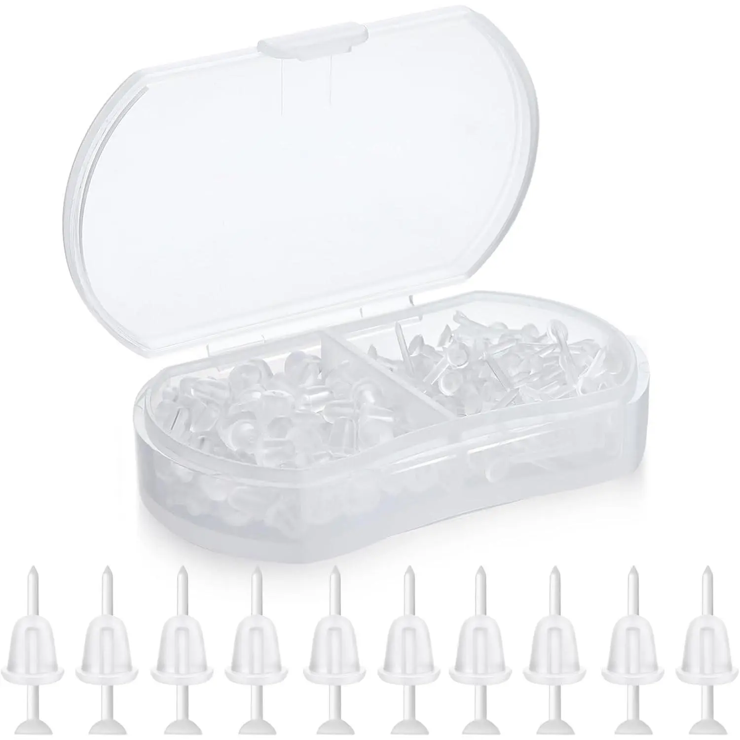 200 PCS Clear Plastic Earrings Transparent Plastic Post Earring Studs Flat Silicone Earrings for Sports and DIY