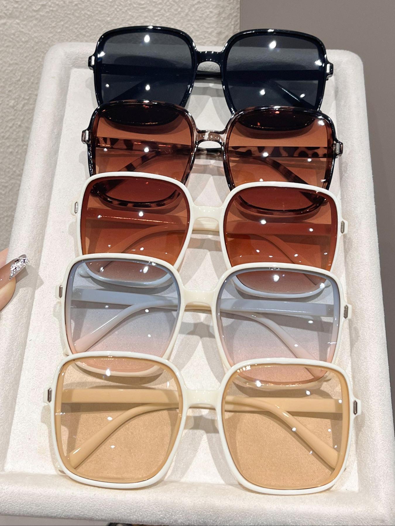 Unisex Stylish Large Square Frame Glasses, Trendy Casual UV400 Protection Tinted Lens Glasses for Everyday Use, Fashion Accessories for Outdoor Activities, Trendy Sunglasses, Sunglasses Frames