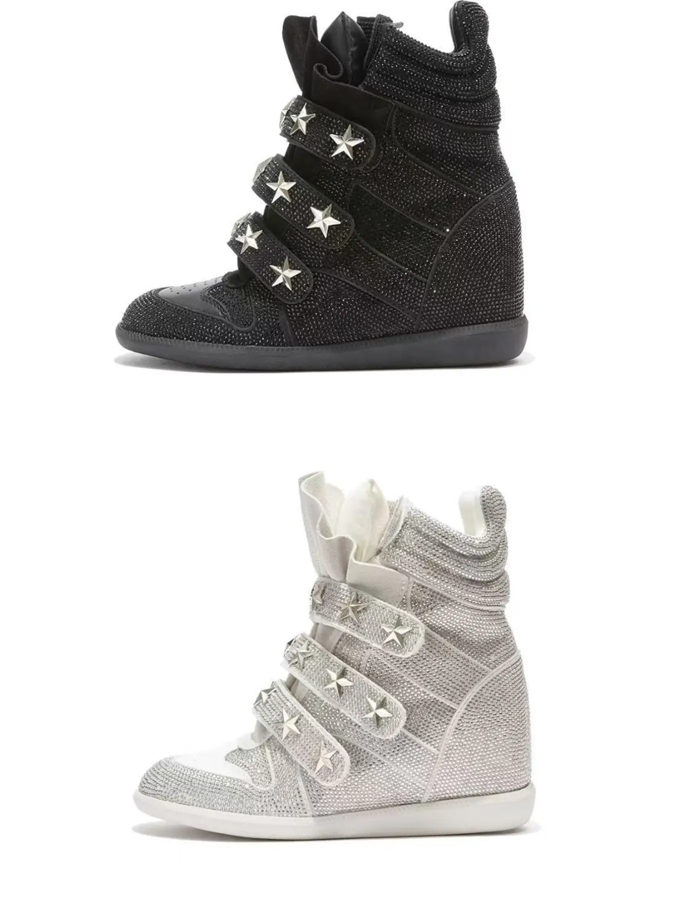 Women's High Top Casual Shoes, Casual Trendy Trainers, Velcro Design, Colorblock, Fall Winter, Trendy, Medium Width, PU Sole, Round Toe, Comfortable