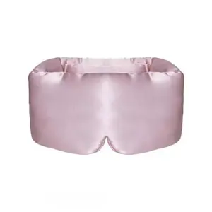 Fluffy Silk 3D Weighted Sleep Mask - Soft Cool Pressure-Free Eye Cover with Adjustable Band, Pink Stylish Design, Storage Pouch Included, Premium Self-Care Essential for Home, Travel