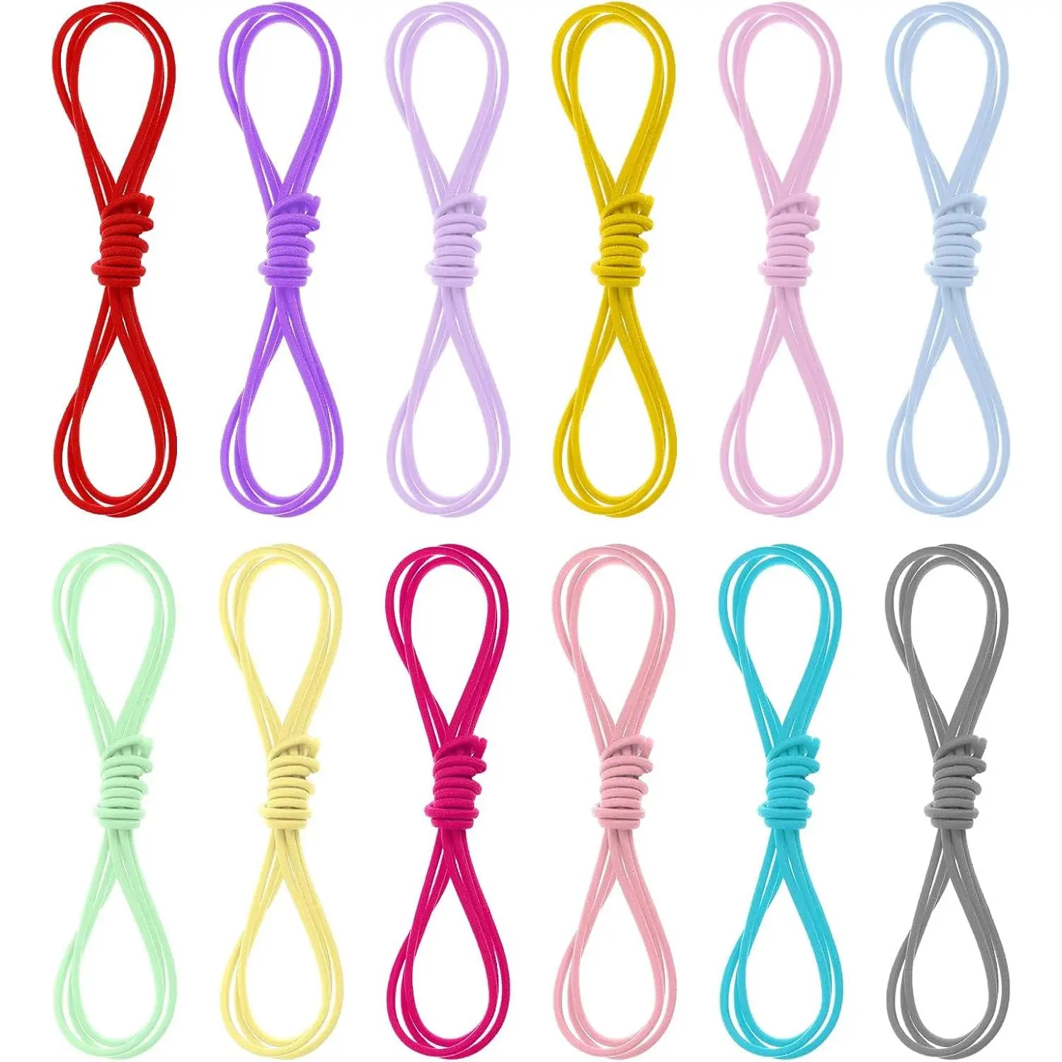 13 Yards 2mm Elastic Band Cord Bracelet String Rubber Rope | 12 Colors 3.3ft/PCS Elastic String for Bracelets Beaded Cords Bungee Shock Cord for DIY Crafts Beading Sewing  Making