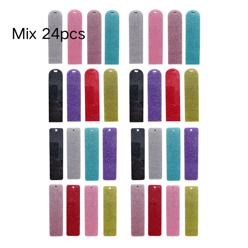 24pcs Plain Solid UV DTF Acrylic Bookmark DIY Blanks Mix Set - Unfinished Pendants for Keychains, Ornaments, Office Stationery Hanging Decorations Compatible with Wraps and Stickers